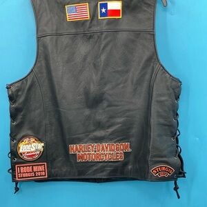 Harley-Davidson Pathway Black Leather Lace Up Biker Vest